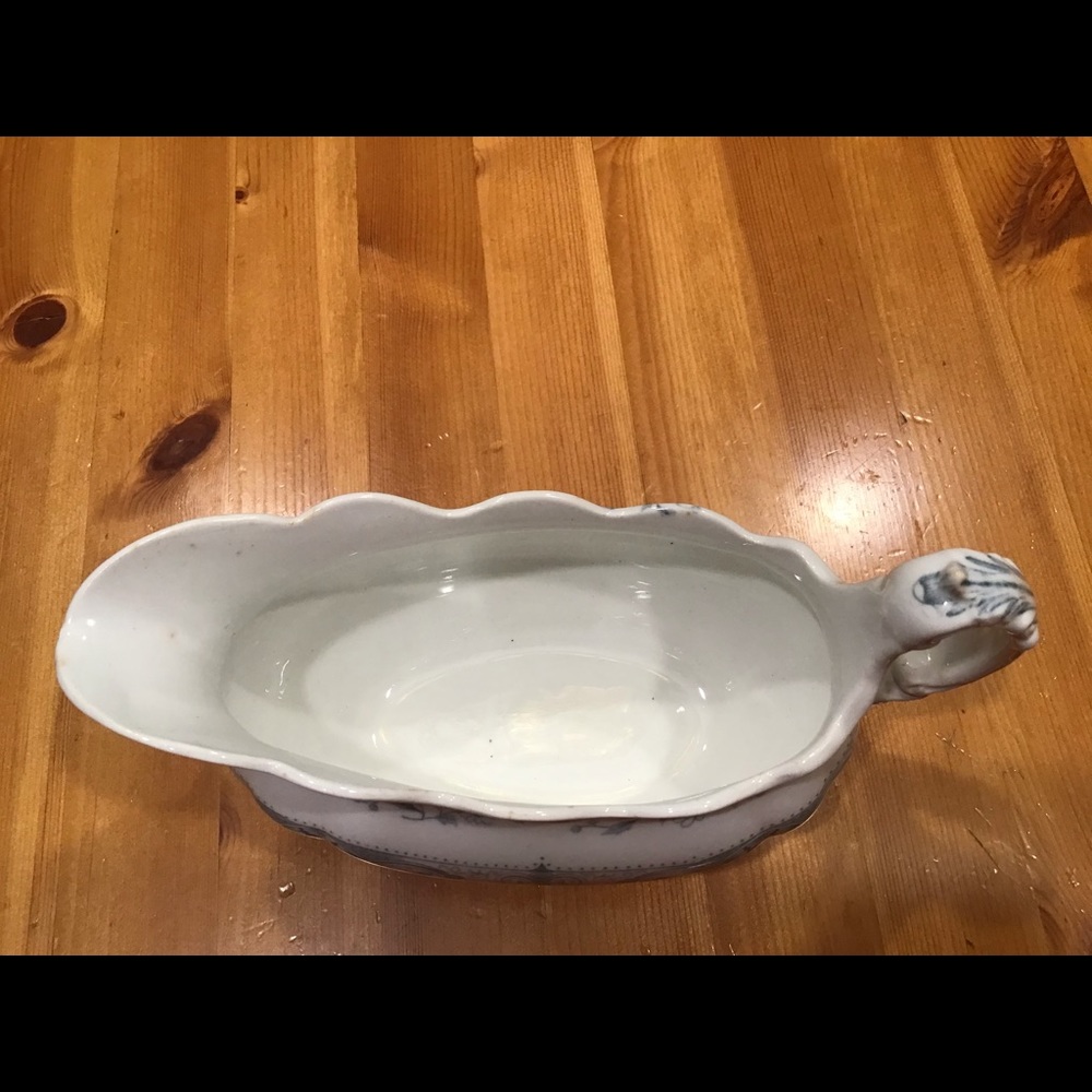 ANTIQUE HENRY ALCOCK ELITE BLUE SEMI PORCELAIN GRAVY BOAT 1800’s - Picture 5 of 12